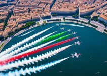 Frecce Tricolori in volo oggi per la Festa della Repubblica sopra l’Altare della Patria