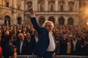 Vittorio Sgarbi a Sulmona: Poca Gente e Contestatori al Comizio