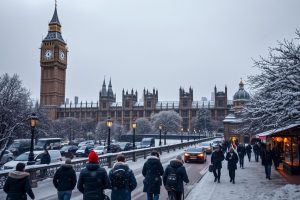 Londra imbiancata: la capitale britannica affronta la prima nevicata dell’anno