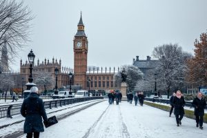 Neve a Londra: la capitale britannica si risveglia sotto una coltre bianca in un novembre insolito