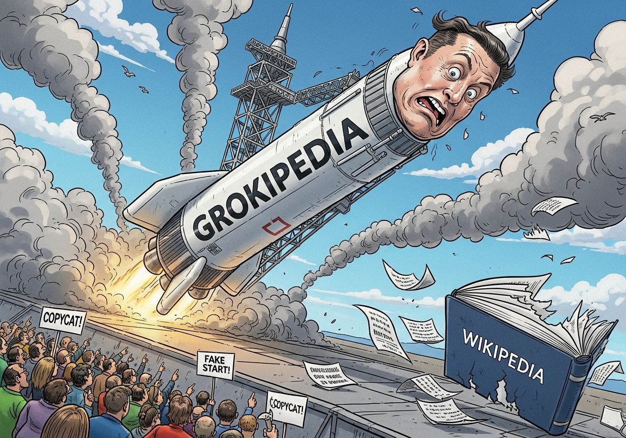 Grokipedia, partenza falsa per Musk: la nuova enciclopedia inciampa sulle accuse di copia.